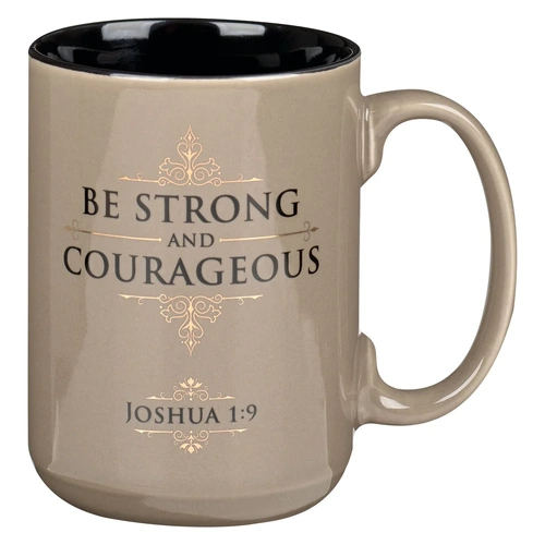 Ceramic Mug Be Strong and Courageous Tan (414 ml)