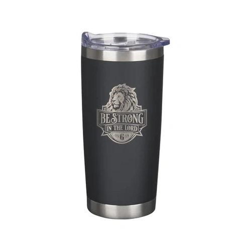 Stainless Steel Tumbler: Be Strong in the Lord Eph. 6:10, Black