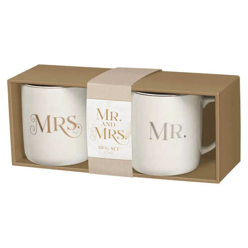 Ceramic Mug Set - Mr. & Mrs. White Ceramic (414ml)