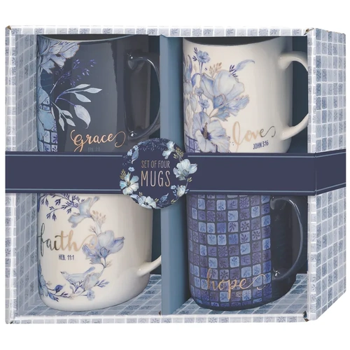 Ceramic Mug Set: Faith Hope Love