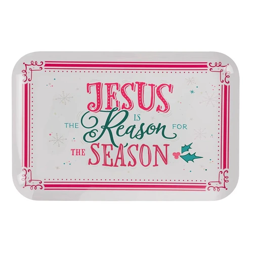 Christmas Melamine Tray: Jesus is the Reason for the Season, White
