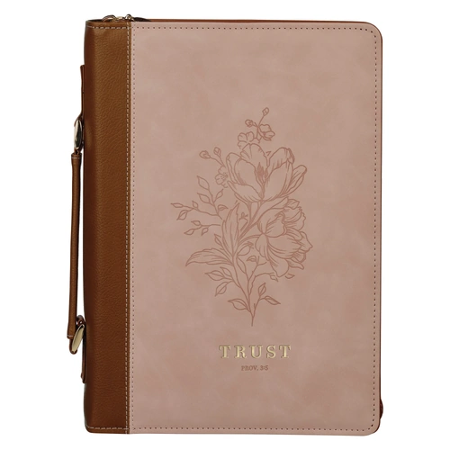 Bible Cover Large: Fashion Pink/Brown Trust Prov. 3:5