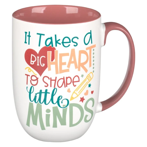 Ceramic Mug Big Heart White and Pink  (440 ml)