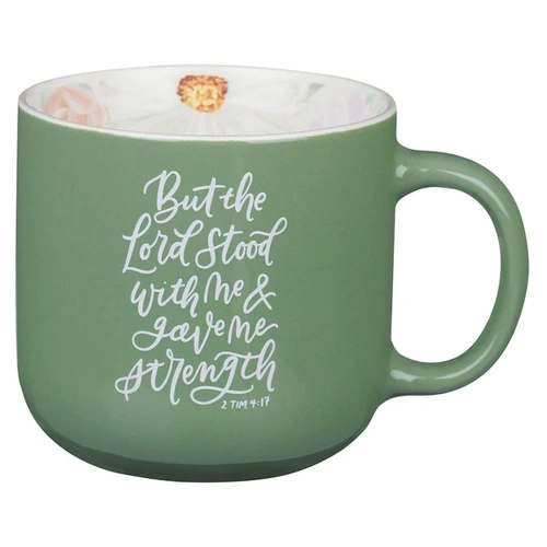 Ceramic Mug Lord Stood with Me Sage Green Floral (414 ml)