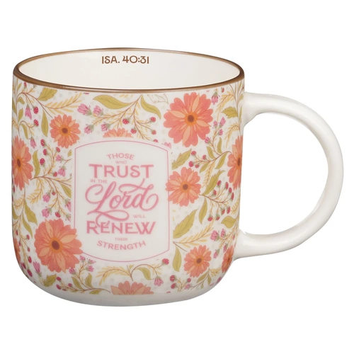 Ceramic Mug: Trust in the Lord Coral Cascade