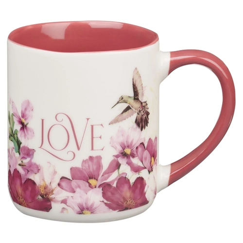 Ceramic Mug - Love Cherry Pink Hummingbird