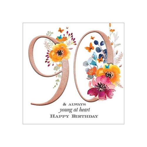 Card - 90th Birthday Female Flowers