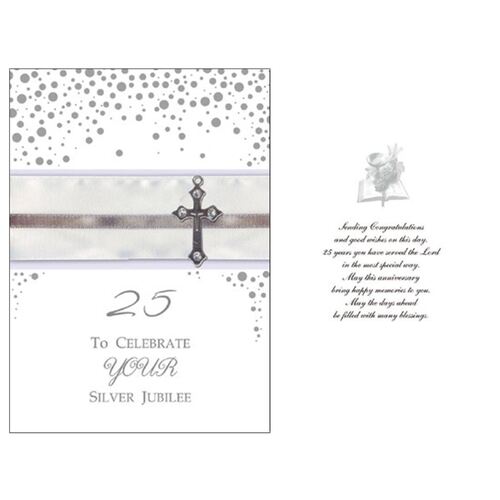 Card - Silver Jubilee with Silver Cross
