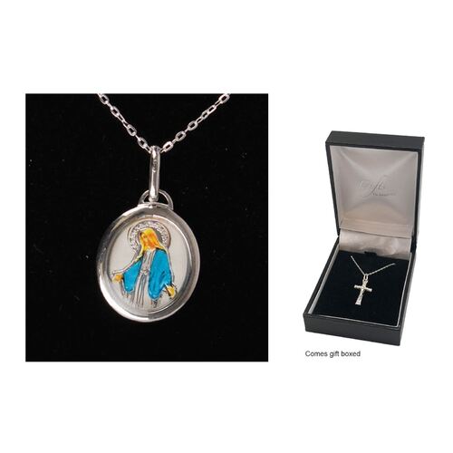 Sterling Silver Chain and Our Lady of Grace Medal