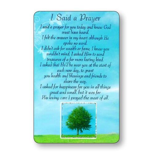 Laminated Prayer Card - I Said a Prayer