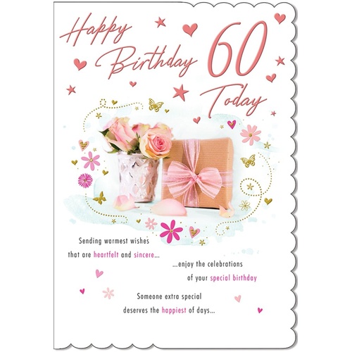 Card - 60th Birthday Female Roses & Gifts