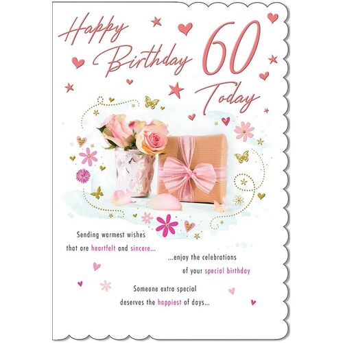 Card - 60th Birthday Female Roses & Gifts