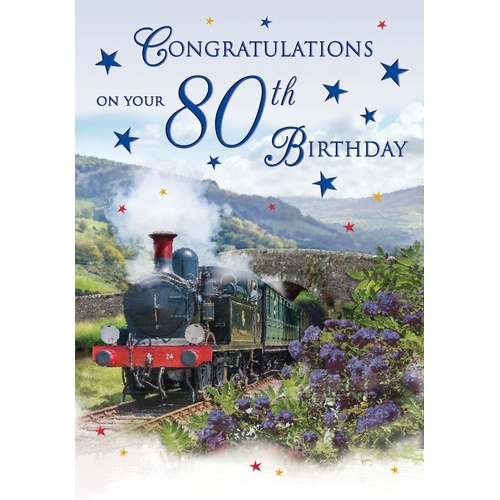 Card - 80th Birthday Male Train