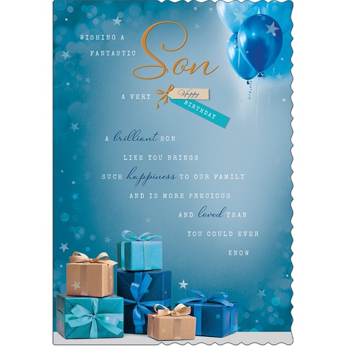 Card - Birthday Son Gifts and Balloons