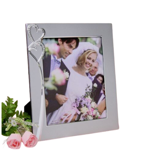 Aluminum Photo Frame with Double Hearts Design - 4 x 6