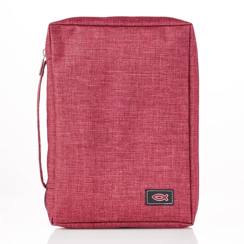 Bible Cover Burgundy Polyester Canvas Small : Fish Symbol