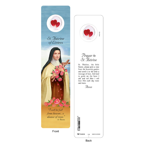 Laminated Bookmark with Medal - Saint Therese