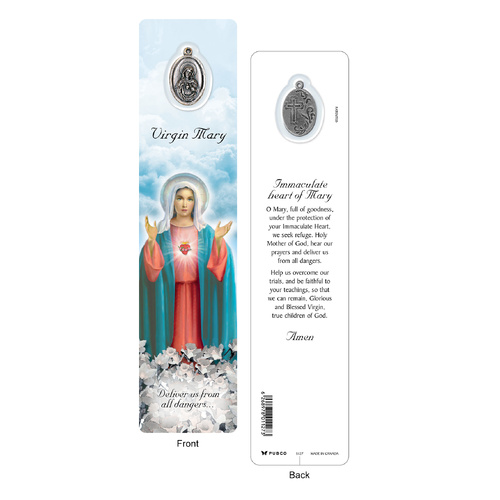 Laminated Bookmark with Medal - Sacred Heart of Mary