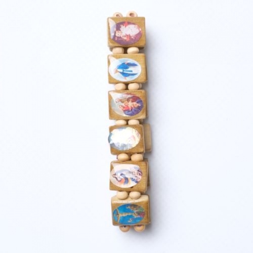 Bracelet Wooden Saint Images - Light Wood