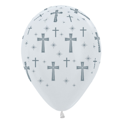 Holy Cross Satin Latex Balloons - White