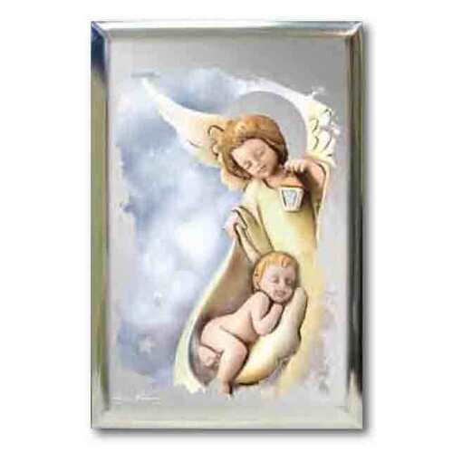 Guardian Angel Sterling Silver Plaque - Bicolour 150x100
