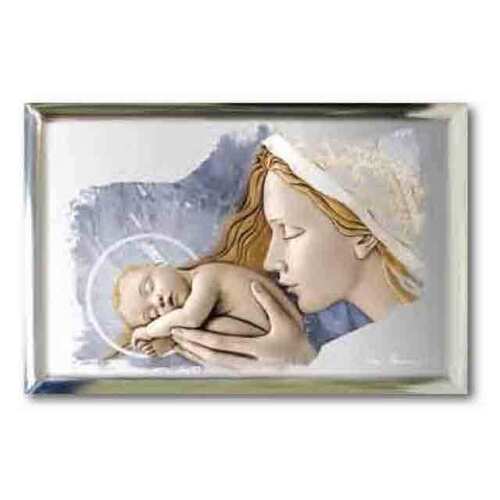 Mother & Child Sterling Silver Plaque - Bicolour 150 x100