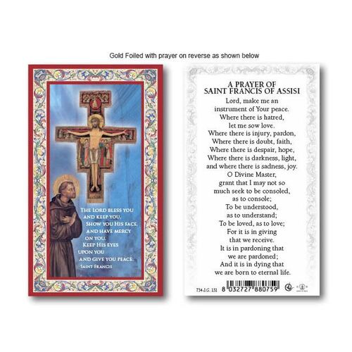 Holy Card 734  - St Francis of Assisi - Gold Edge