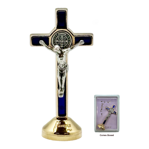 St Benedict Standing Crucifix Gold - 40mm