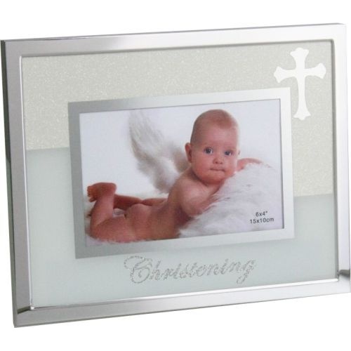 Christening Photo Frame w/Cross