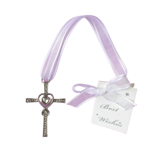 Wedding Bridal Charm - Diamante Heart Cross
