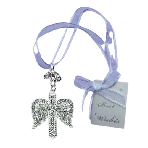 Wedding Bridal Charm - Diamante Angel Wing Cross