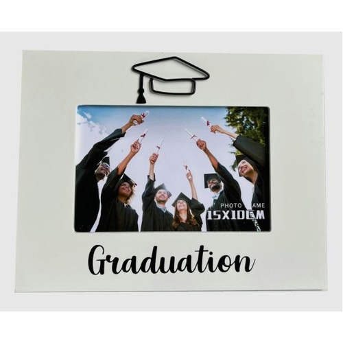 Graduation Photo Frame White w/Hat