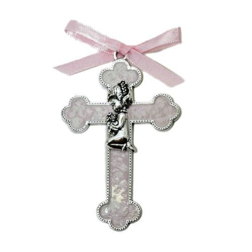 Baby Crib Enamel Cross - Pink