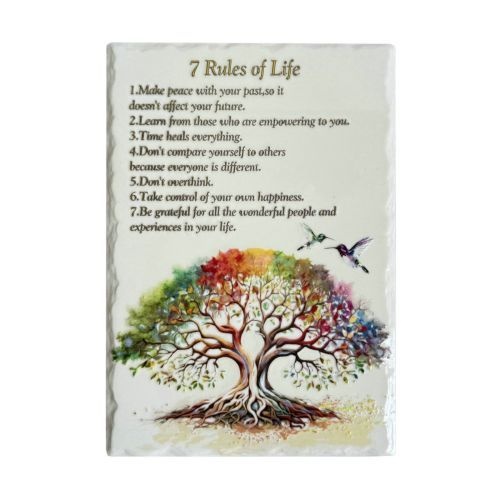 Ceramic Family Rules Hanging Plaque