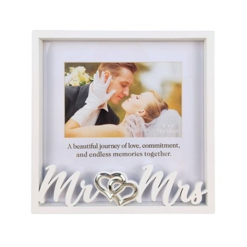 Mrs &Mrs MDF Photo Frame w/Motiff
