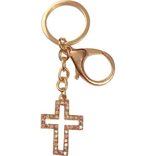 Keyring Gold Cross - Diamante