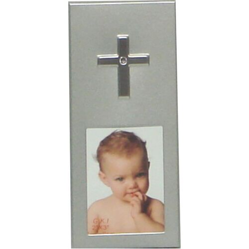 Photo Frame Silver with Cross
