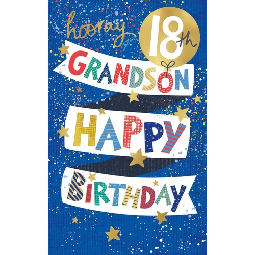 Card - hooray 18th Birthday Grandson