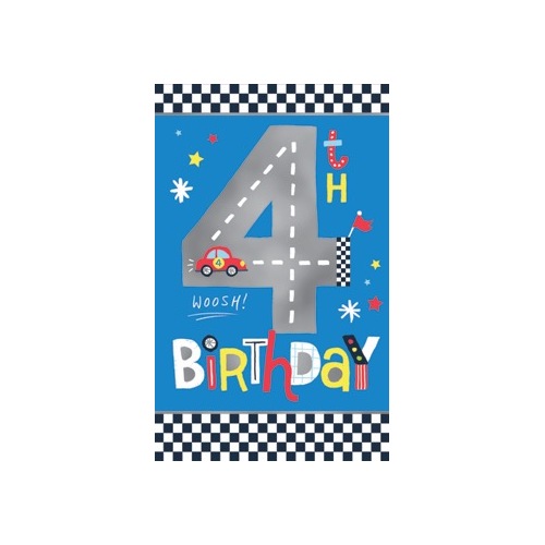 Card - Happy 4th Birthday Racing Track