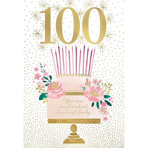 Card - 100th Birthday Floral Cake