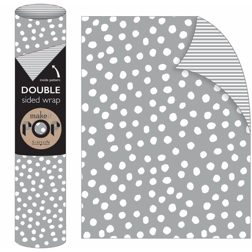 Roll Wrap - Dotty White on Silver (2m)