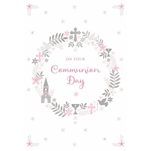 Card - On Your Communion Day Pink