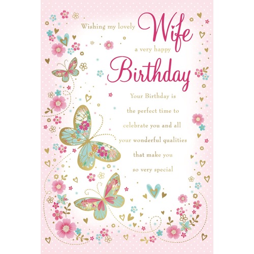 Card - Birthday Lovely Wife Butterflies