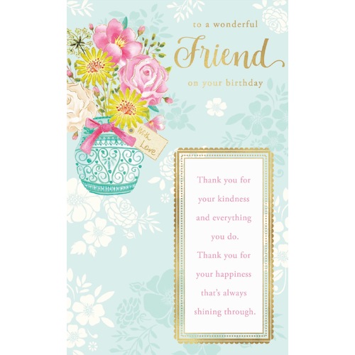 Card - Birthday Wonderful Friend Vase