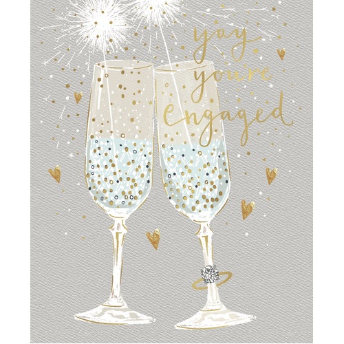 Card - Yay You're Engaged Champagne Glasses