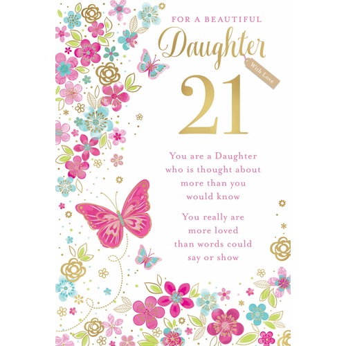 Card - 21st Birthday Daughter Butterflies