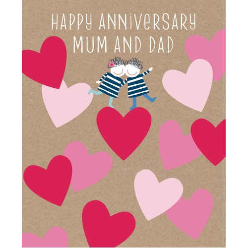 Card - Mum & Day Happy Anniversary Hearts