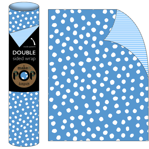 Roll Wrap - Dotty White on Blue (2m)