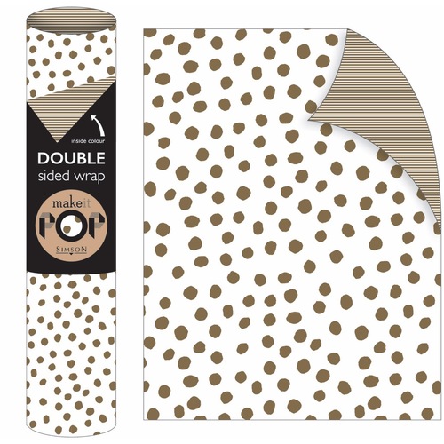 Roll Wrap - Dotty Gold on White (2m)