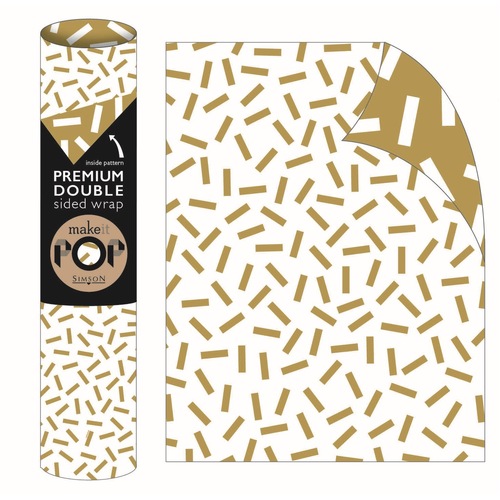 Roll Wrap - Gold Confetti on White (2m)